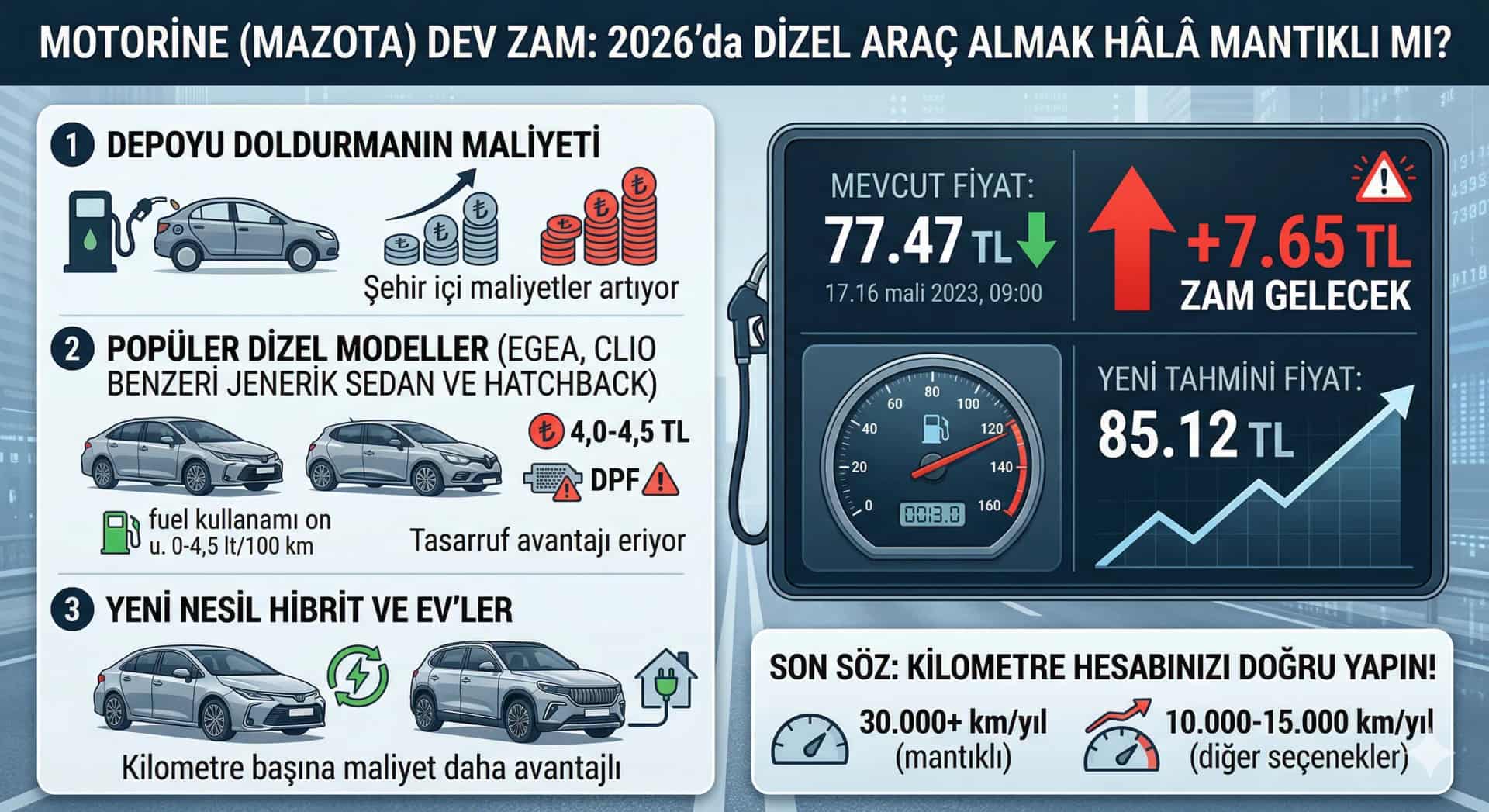 Motorine (Mazota) Dev Zam: 2026'da Dizel Araba (Fiat Egea, Clio) Almak Hâlâ Mantıklı mı? - Haber | arabakarsilastirma.com.tr