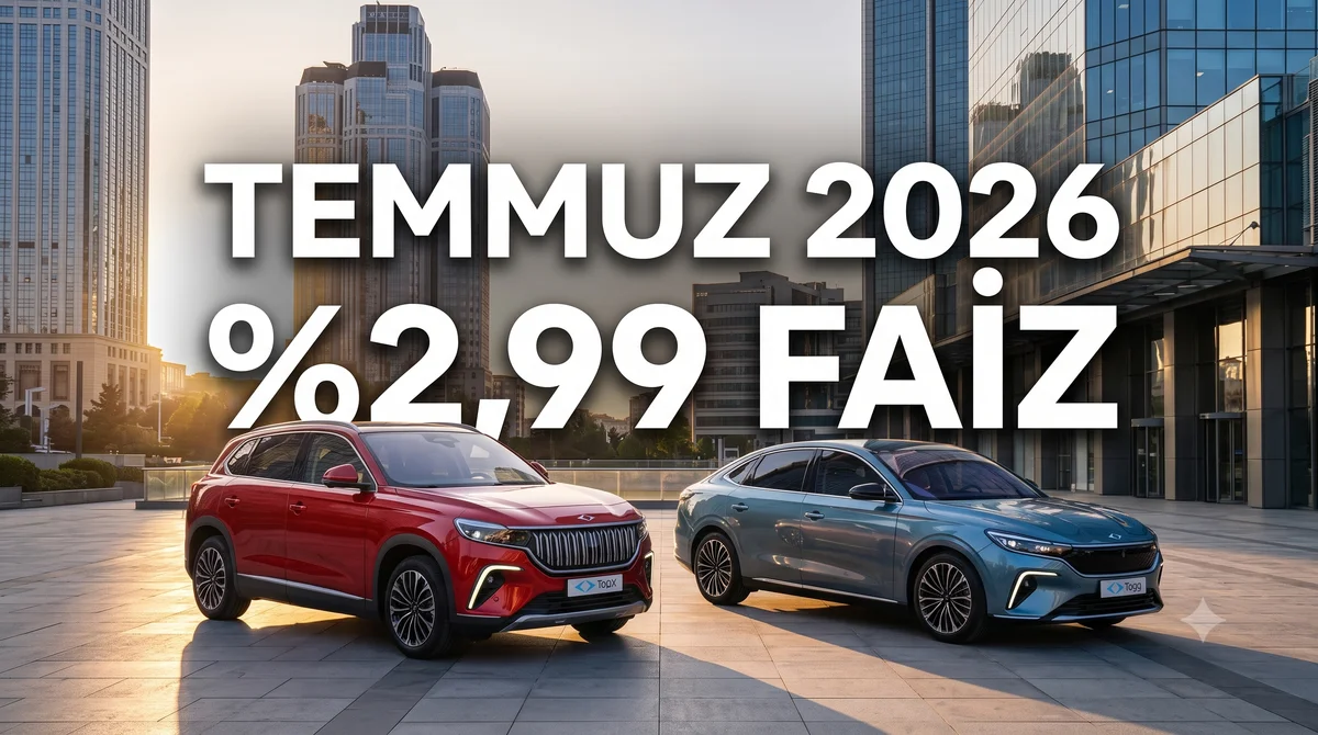 Togg Temmuz 2026 Kampanyası: %2,99 Faiz, 1,5M Faizsiz Kredi - Haber | arabakarsilastirma.com.tr