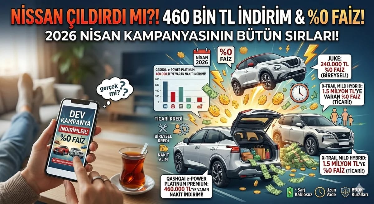 Nissan Çıldırdı Mı?! 460 Bin TL İndirim ve %0 Faizli 2026 Nisan Kampanyasının Bütün Sırları! - Haber | arabakarsilastirma.com.tr