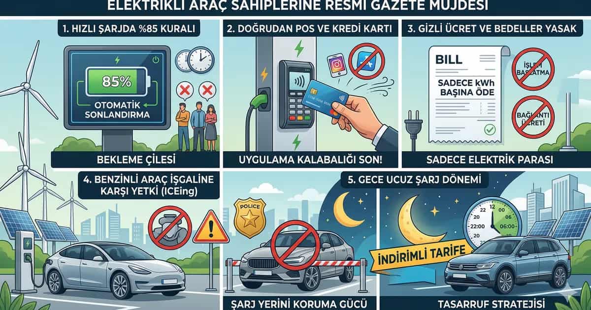 Elektrikli Araç Sahiplerine Resmî Gazete Müjdesi: Hızlı Şarjda %85 Kuralı Geldi, "Gizli Ücret" ve "Uygulama İndirme" Çilesi Bitti! - Haber | arabakarsilastirma.com.tr