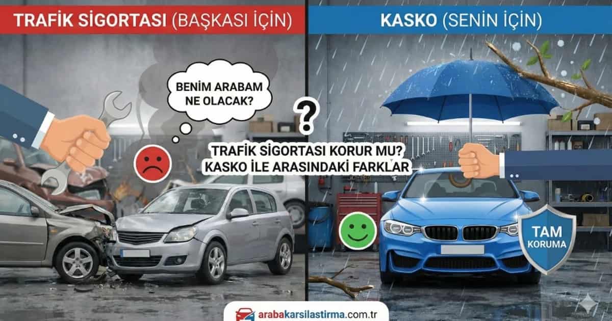 Trafik Sigortası Sizi Korur mu? (Sanılanın Aksine, Hayır!) Kasko ve Trafik Sigortası Arasındaki O İnce Çizgi - Rehber | arabakarsilastirma.com.tr