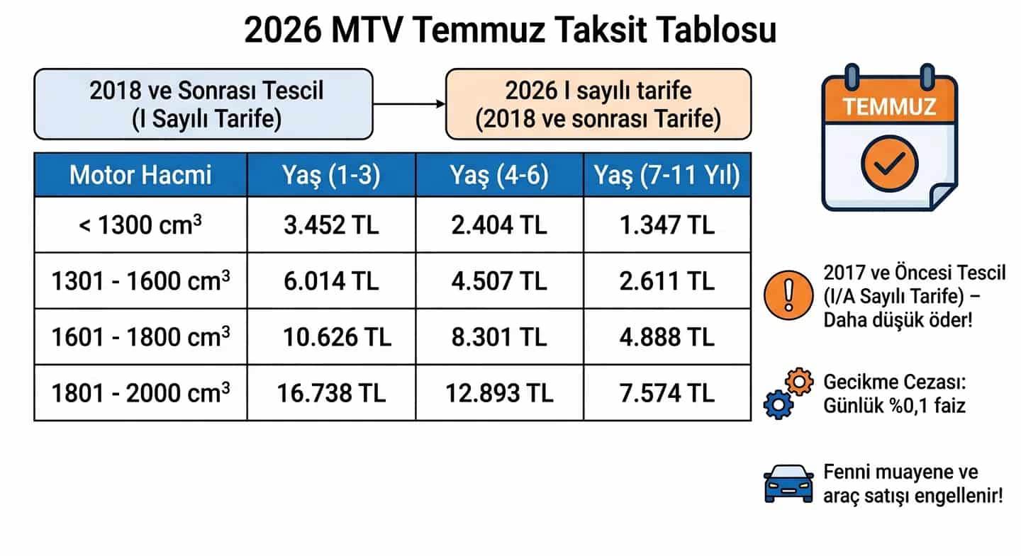 2026 MTV 2. Taksit Geliyor: Arabanın Vergisi Kaç TL? Motor Hacmine Göre Tam Liste - Haber | arabakarsilastirma.com.tr