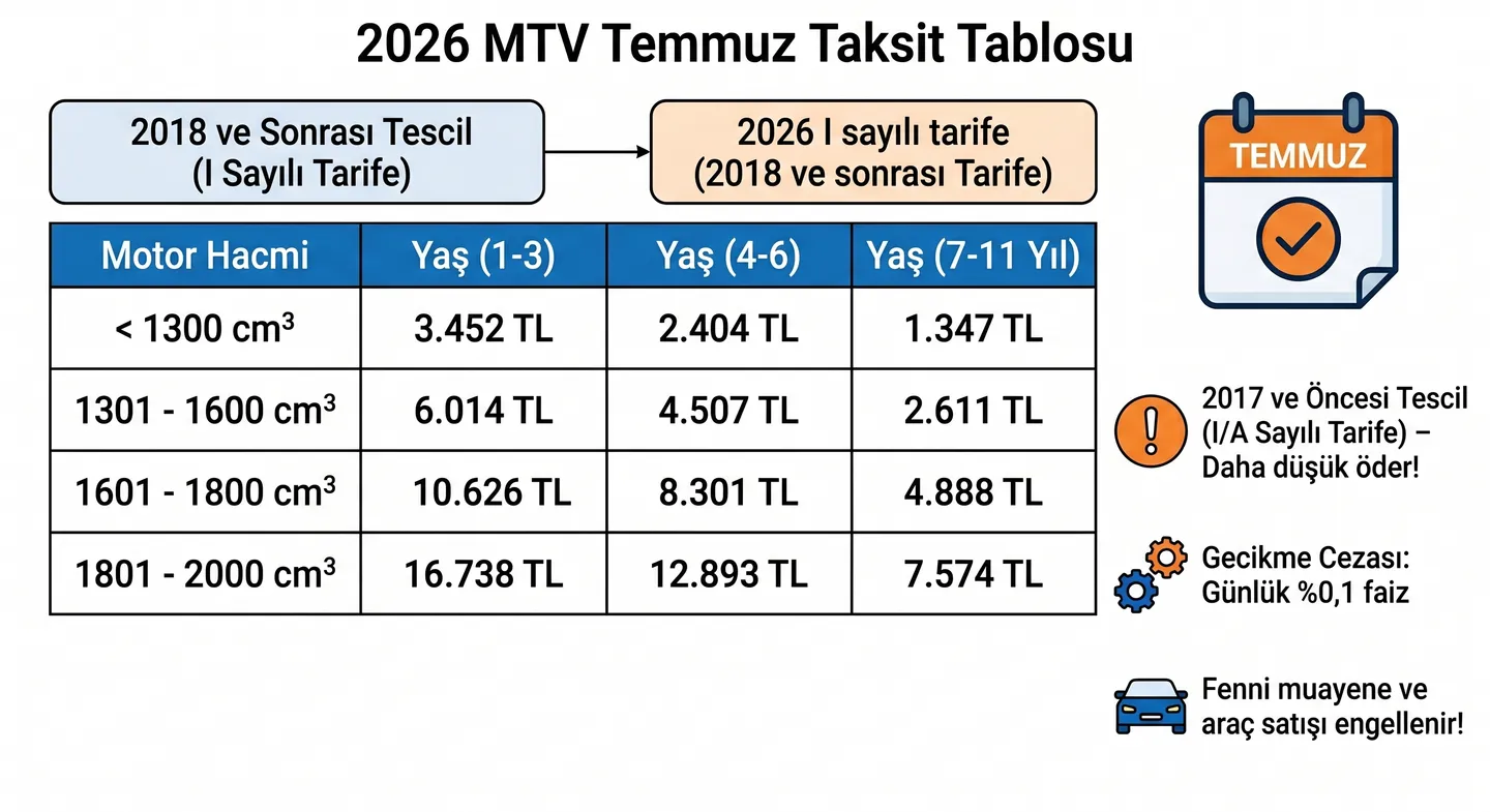 2026 MTV 2. Taksit Geliyor: Arabanın Vergisi Kaç TL? Motor Hacmine Göre Tam Liste - Haber | arabakarsilastirma.com.tr